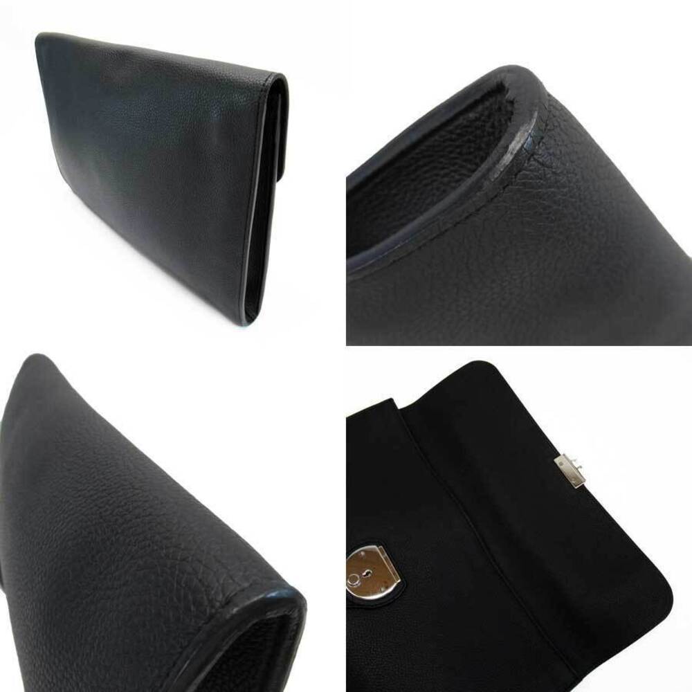 Gucci Silver Leather Bag Clutch Black